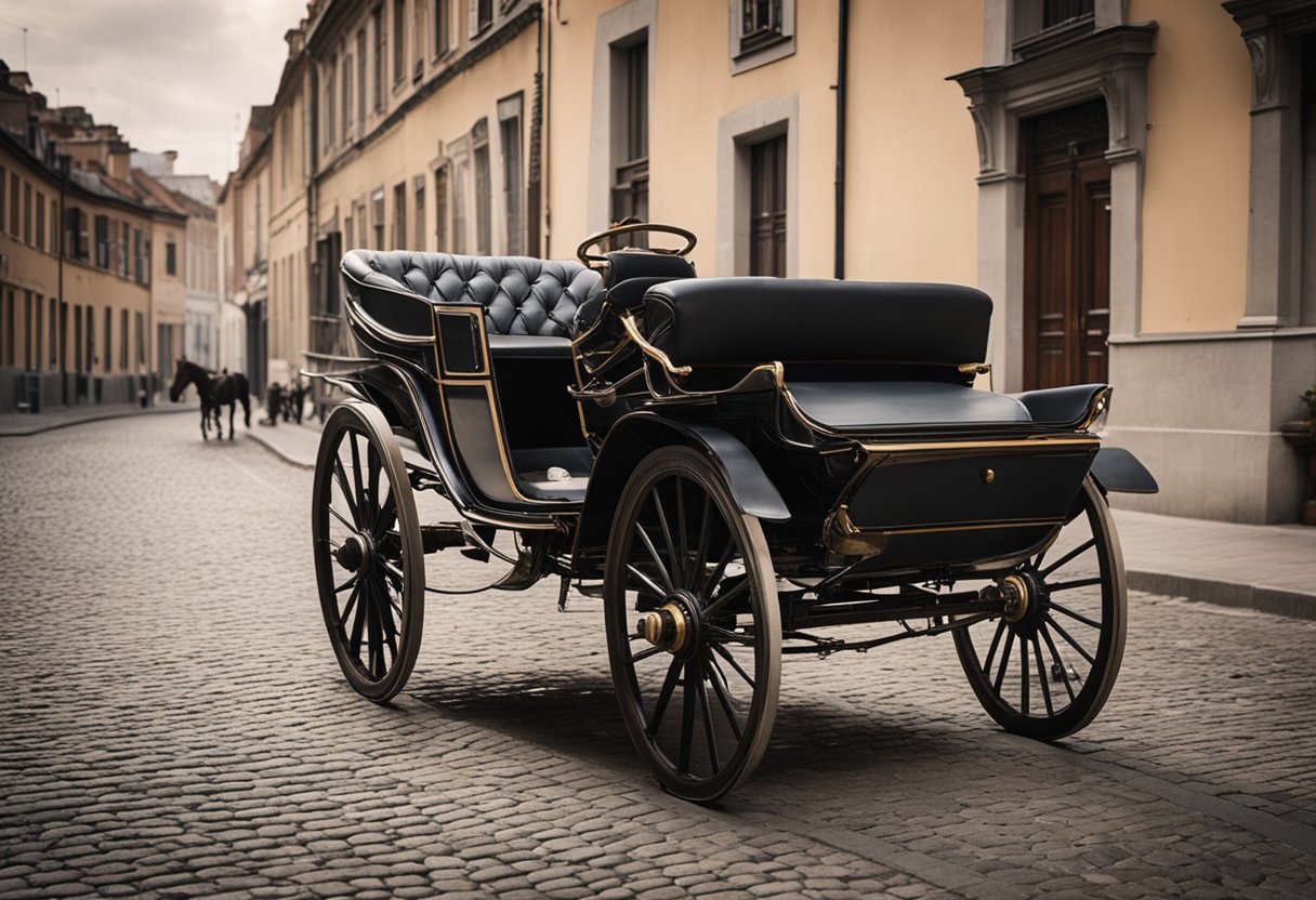 A vintage car collides with a horse-drawn carriage on a cobblestone
street in 1891. 12 fun car
facts