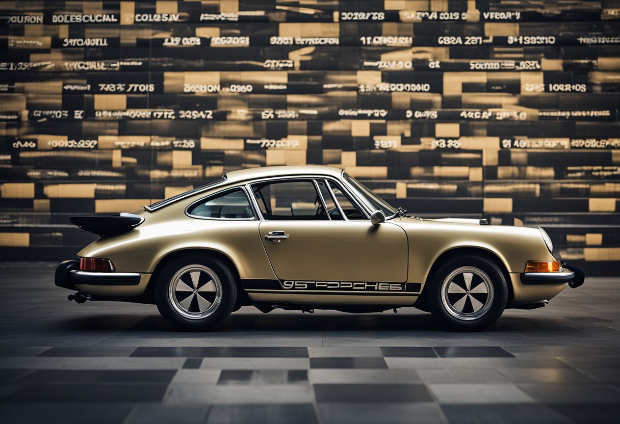 A sleek Porsche 911 surrounded by historical milestones, with a
timeline stretching back almost 60
years