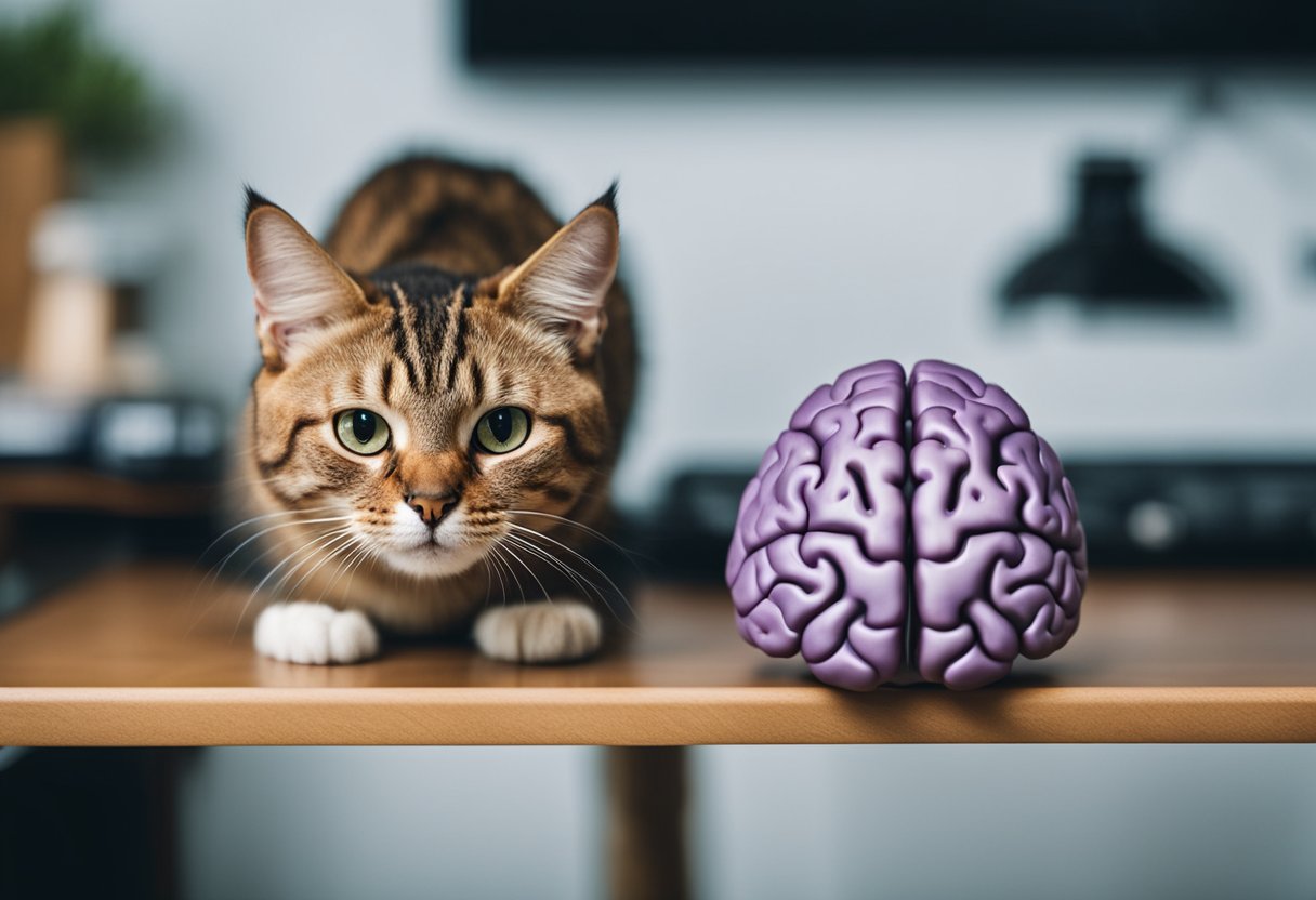 A cat’s brain sits next to a human brain, both 90% similar. 12 fun
facts about
cats