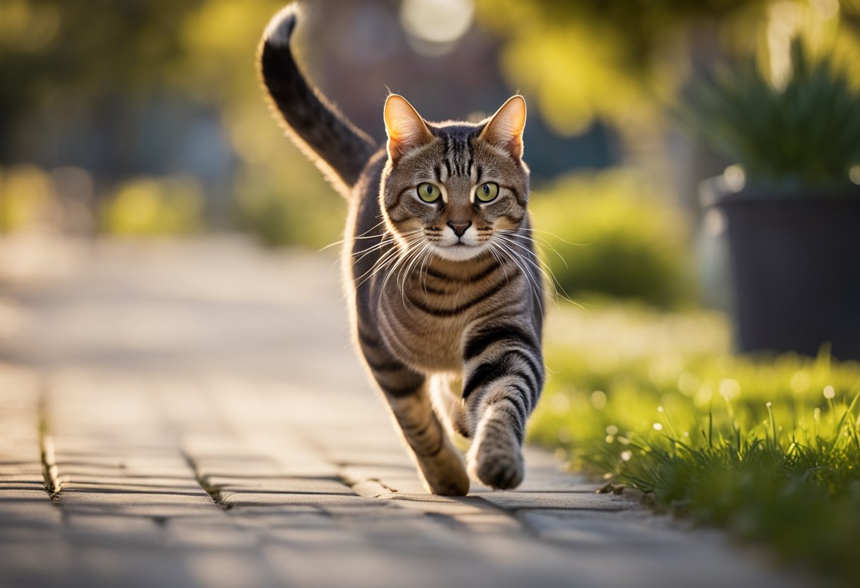 A sleek house cat sprints at 30 mph, whiskers back and tail extended.
12 fun facts about
cats