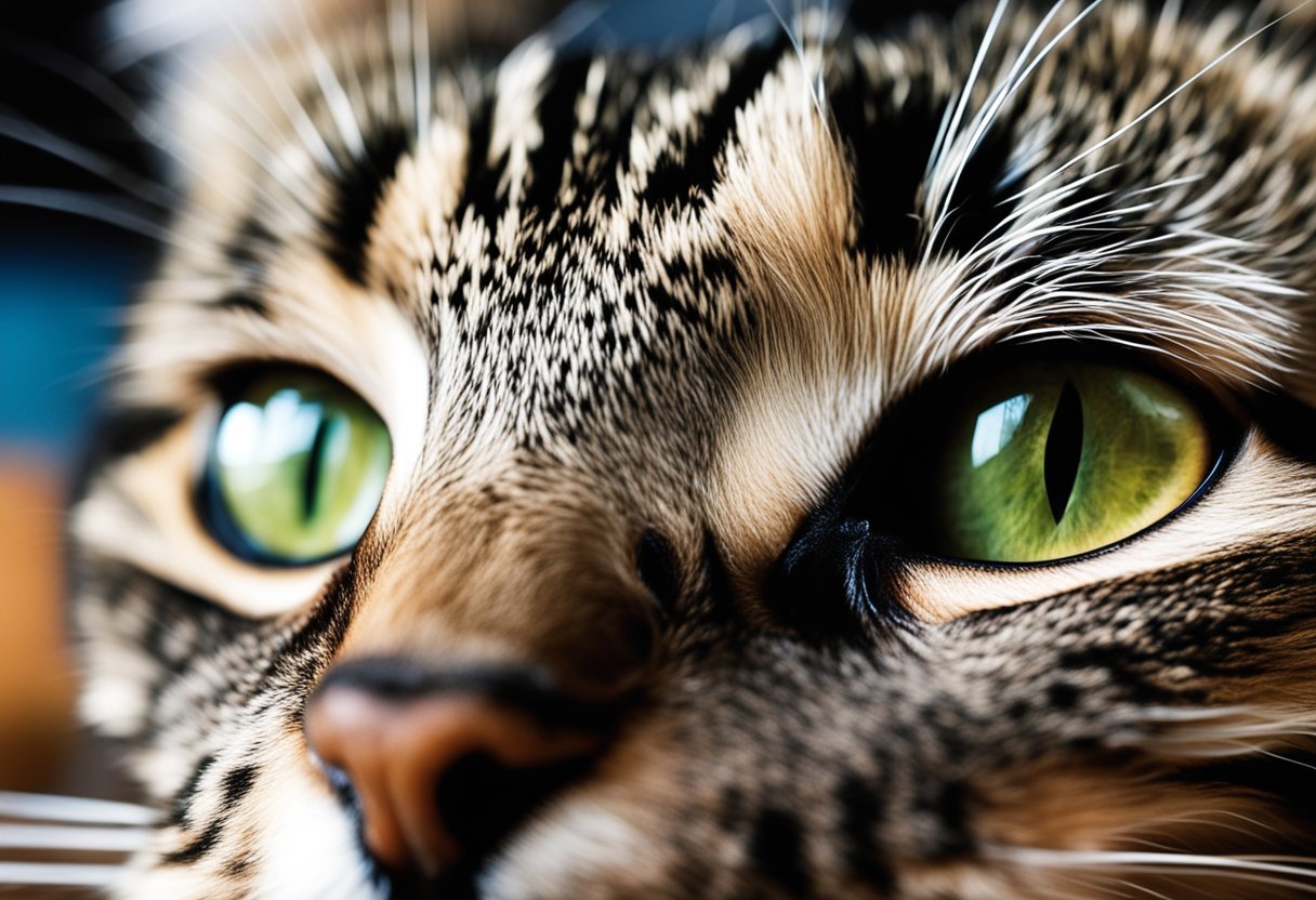 A cat with its eyes partially closed, showing the third eyelid, known
as a
haw