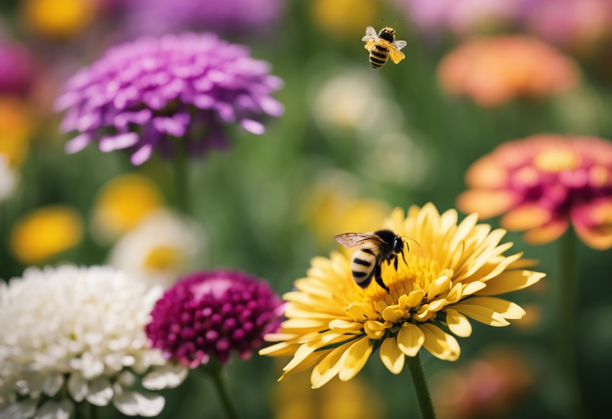 Colorful flowers arranged in a circle, each labeled with a fun fact. A
bee hovers nearby, and a butterfly rests on one of the
blooms