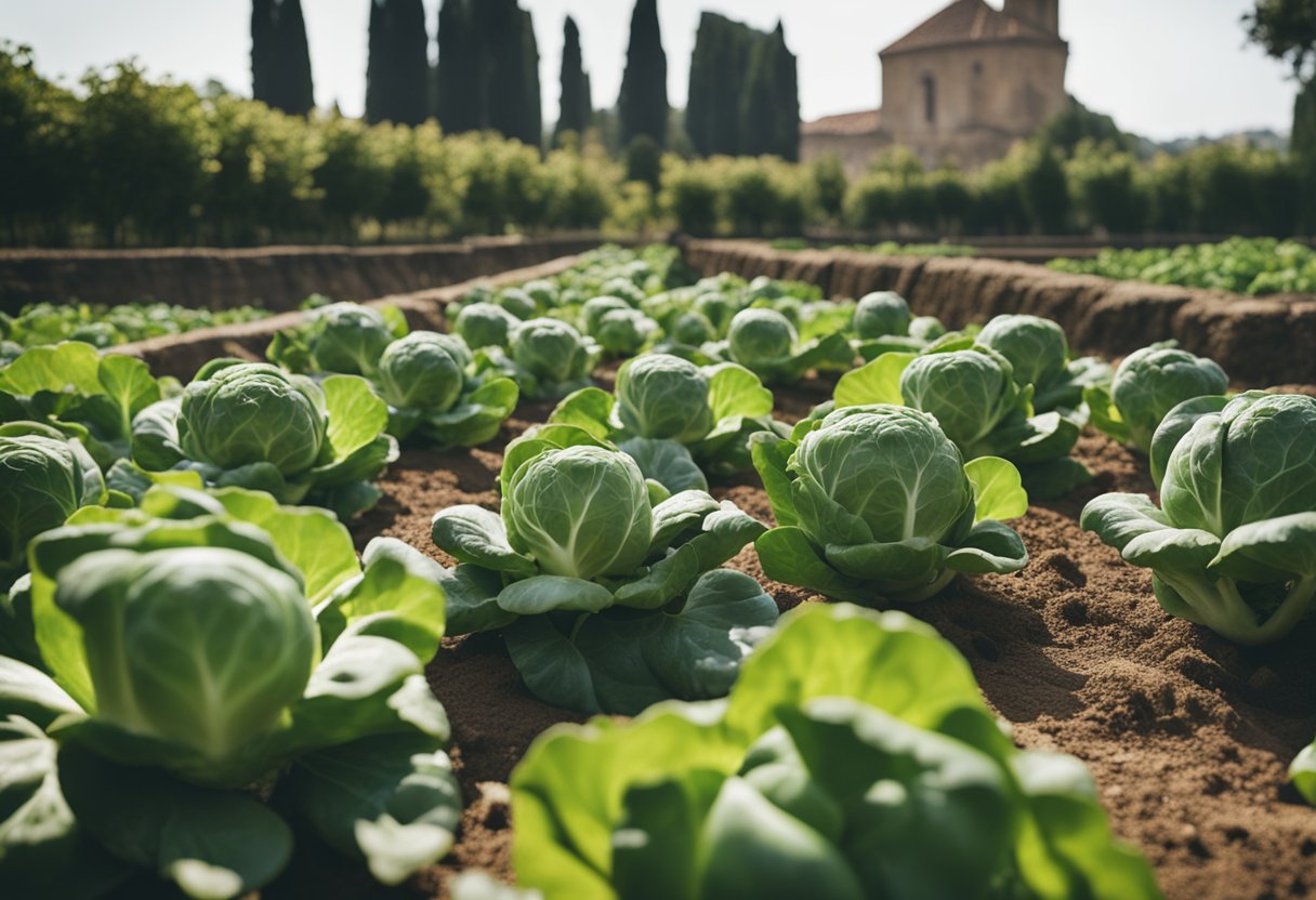 Brussels sprouts grow in ancient Roman gardens, surrounded by other
colorful
vegetables