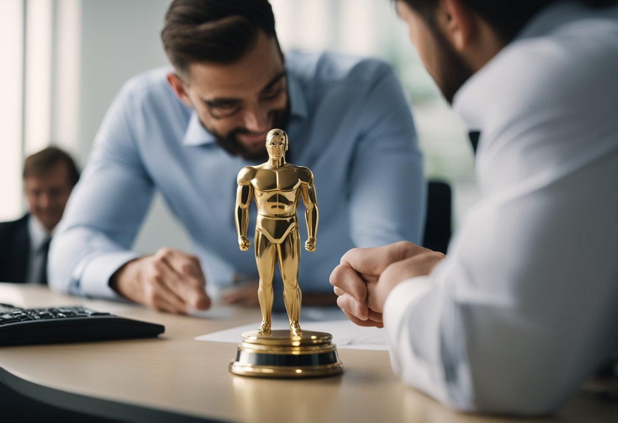 A person requesting a naked figure instead of a notary in an Italian
office, causing confusion and laughter among the
staff