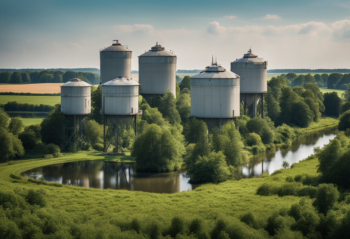 A cluster of converted water towers stand tall in the Dutch
countryside, each with unique architecture and surrounded by lush
greenery