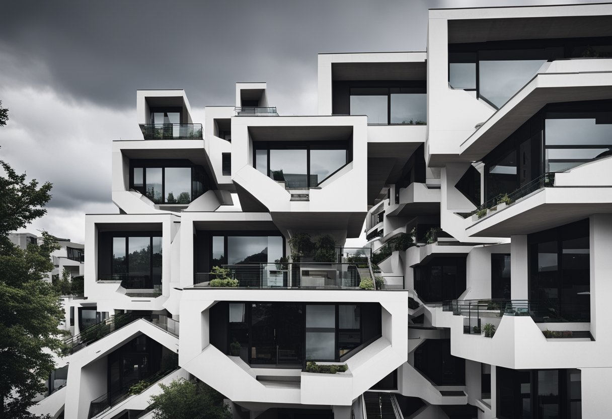 Habitat 67, a futuristic housing complex in Canada, with its unique
stacked cube design, stands out against the
skyline