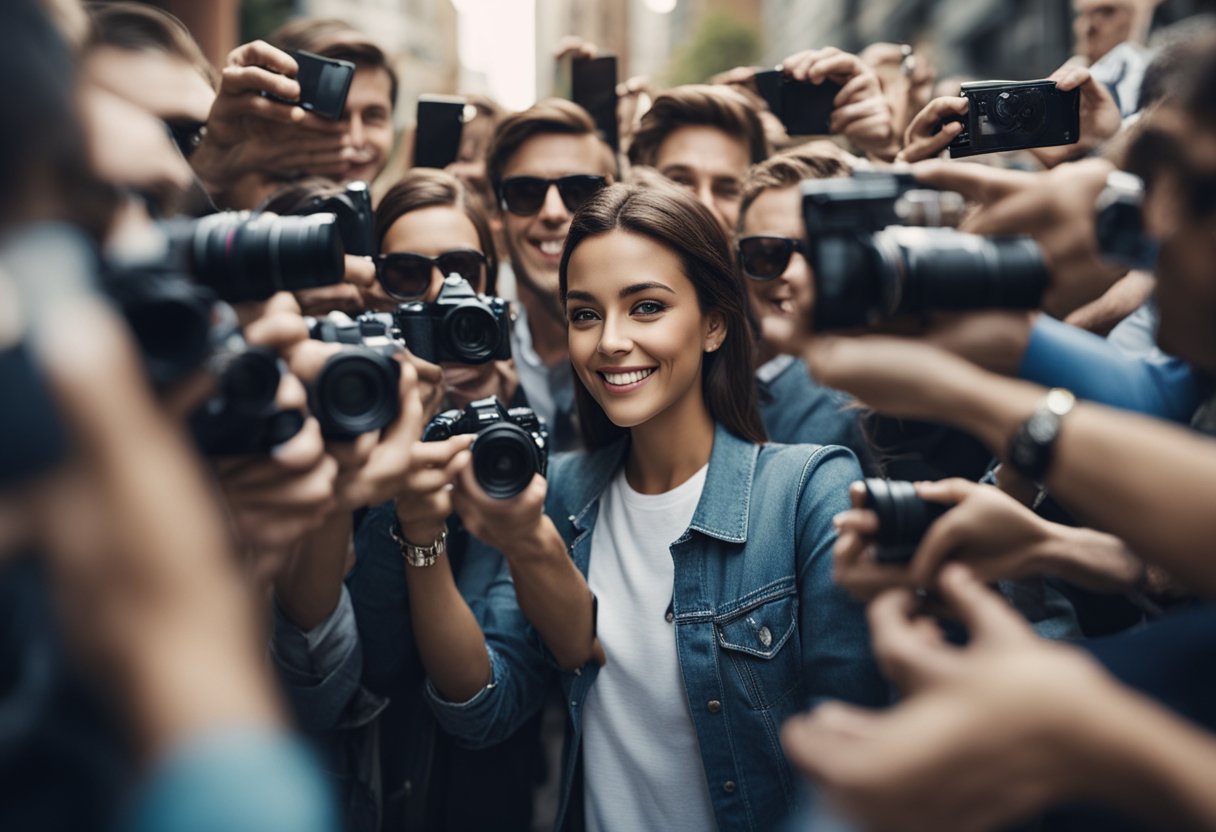 A person surrounded by paparazzi, signing autographs and taking
selfies with fans, while claiming to be a celebrity’s long-lost
relative